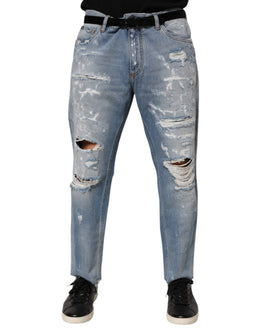Dolce & Gabbana Blaue zerrissene Denim-Hose Jeans
