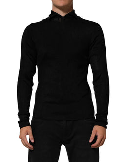 Dolce & Gabbana Schwarzer Viskose-Rollkragenpullover