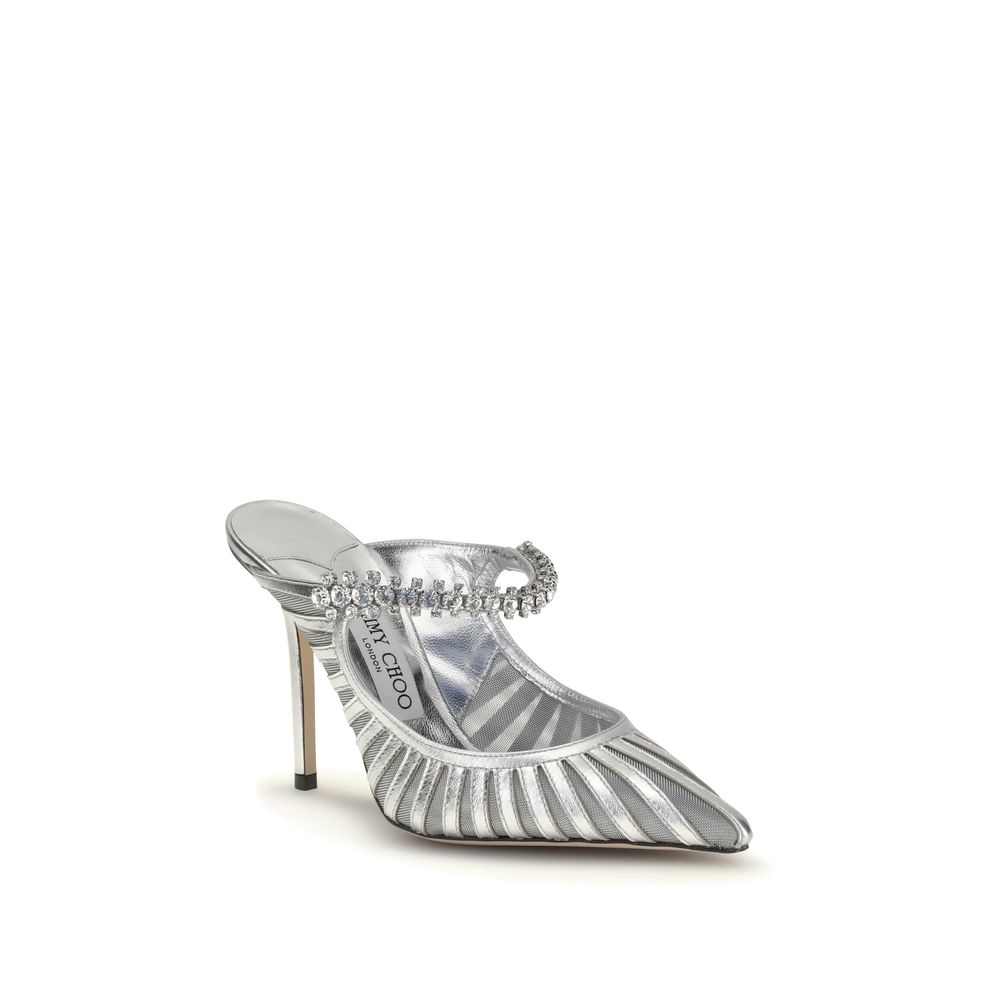 Jimmy Choo Silberne Leder-Pumps mit hohem Absatz