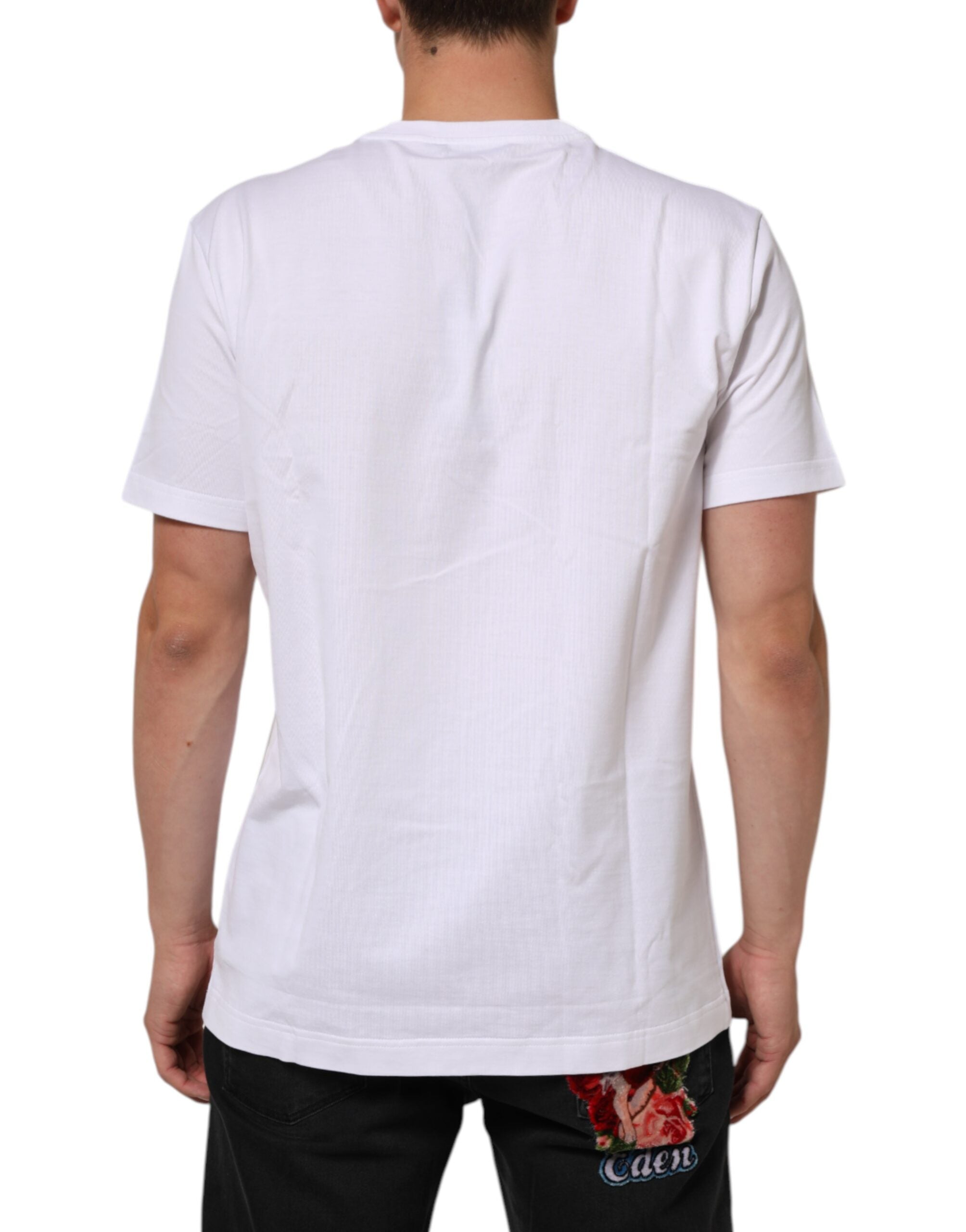 Dolce & Gabbana Weißes Baumwoll-T-Shirt mit Rundhalsausschnitt und kurzen Ärmeln