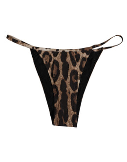 Dolce & Gabbana Brauner Leopard Dreieck Tanga Panty Unterwäsche
