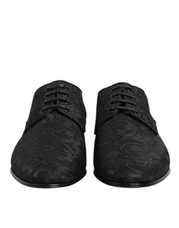 Dolce & Gabbana Schwarz Brokat Lace Up Derby Männer Kleid Schuhe