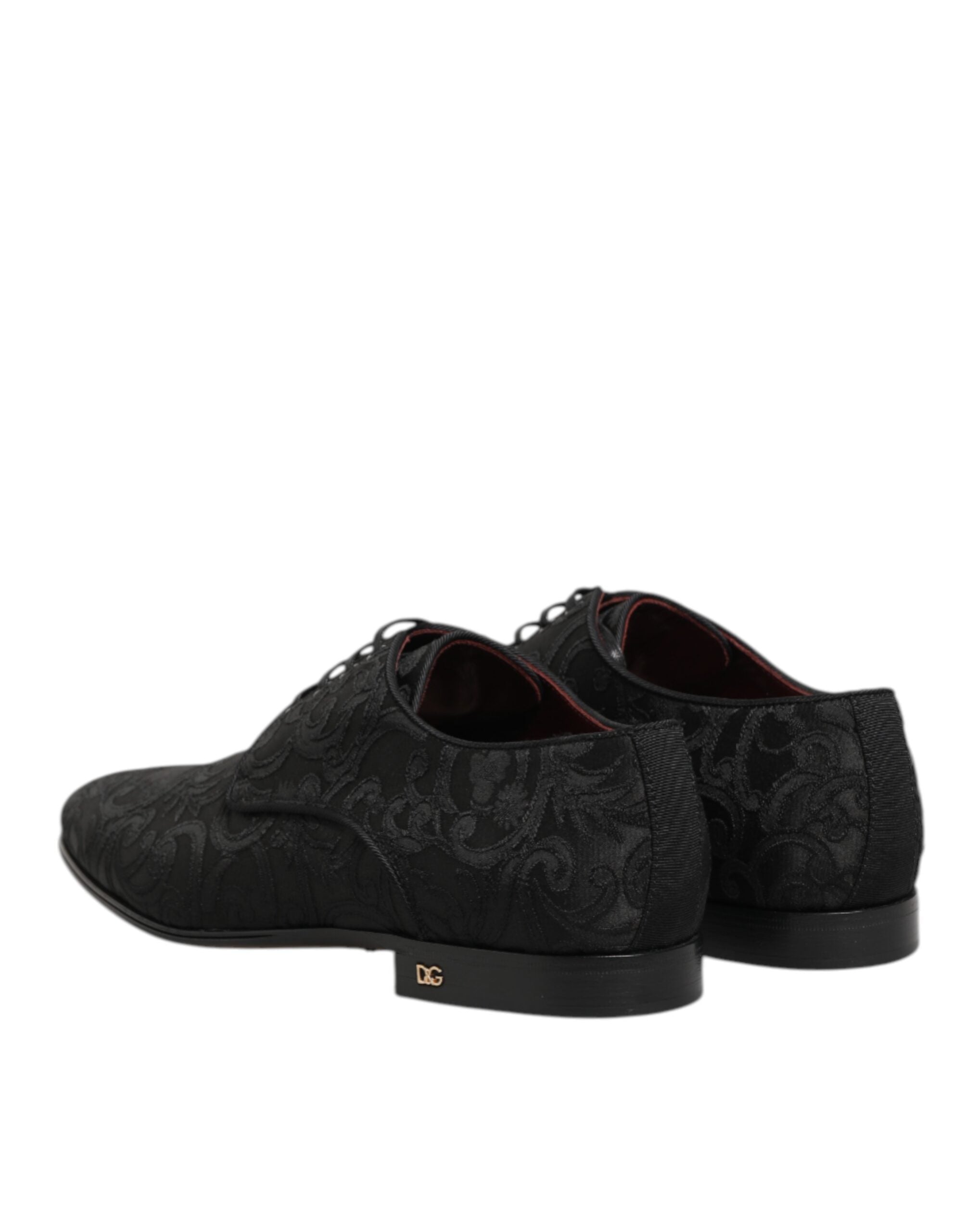Dolce & Gabbana Schwarz Brokat Lace Up Derby Männer Kleid Schuhe
