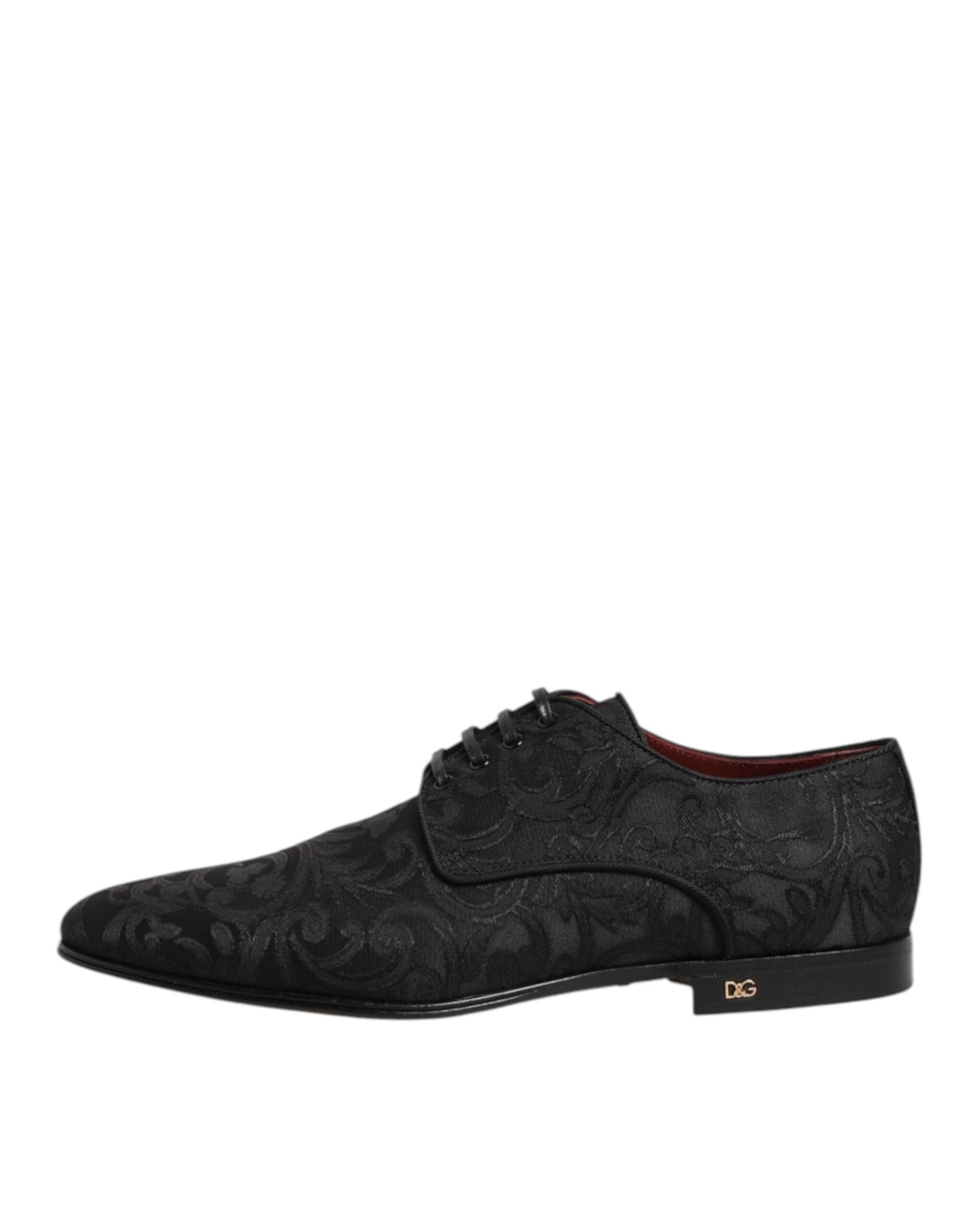 Dolce & Gabbana Schwarz Brokat Lace Up Derby Männer Kleid Schuhe