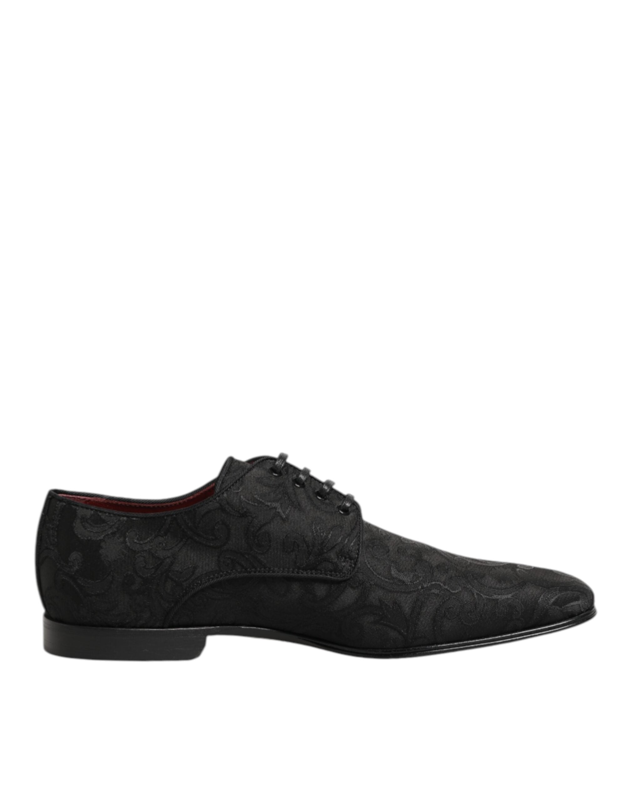 Dolce & Gabbana Schwarz Brokat Lace Up Derby Männer Kleid Schuhe