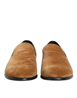 Dolce & Gabbana Braun Wildleder Slip On Männer Loafers Formale Schuhe