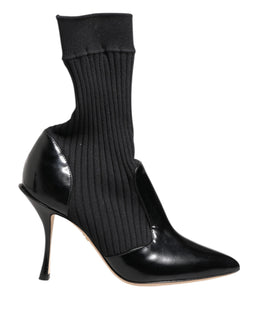 Dolce & Gabbana Schwarz Stretch Stilettos Booties Socken Schuhe