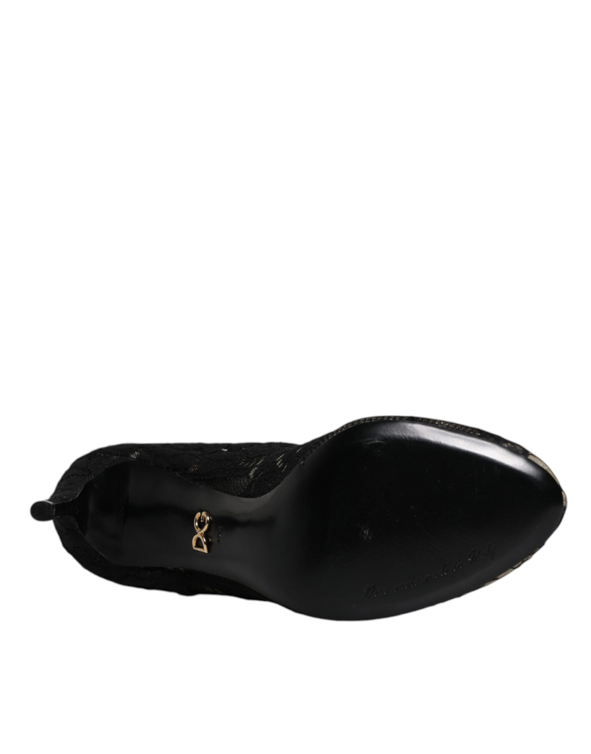 Dolce & Gabbana Schwarze Spitze Stretch Heels Mittlere Wadenstiefel Schuhe