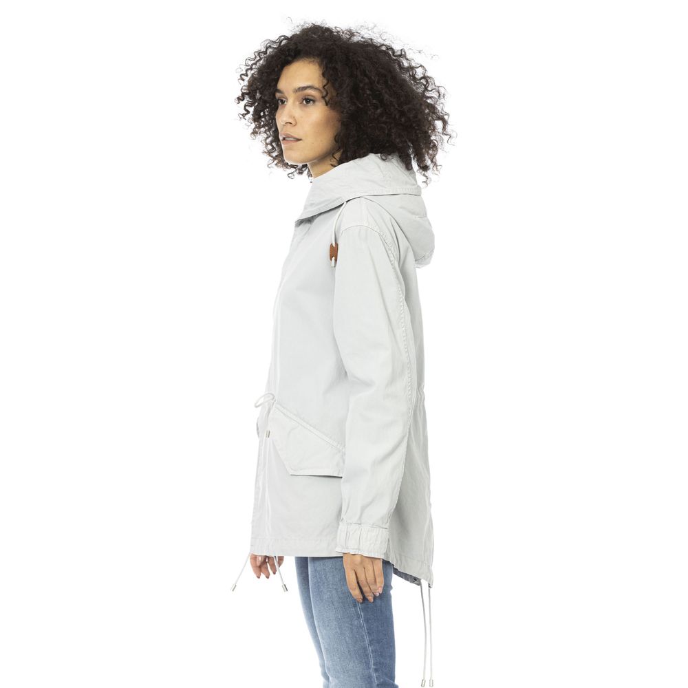 Mr&Mrs Italy Silberne Damen-Parka-Jacke aus Baumwolle