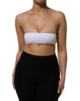 Dolce & Gabbana Weißes trägerloses Bandeau-Top aus einer Nylonmischung