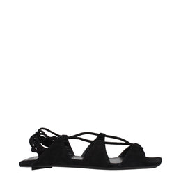 The Attico Schwarze flache Sandalen aus Leder