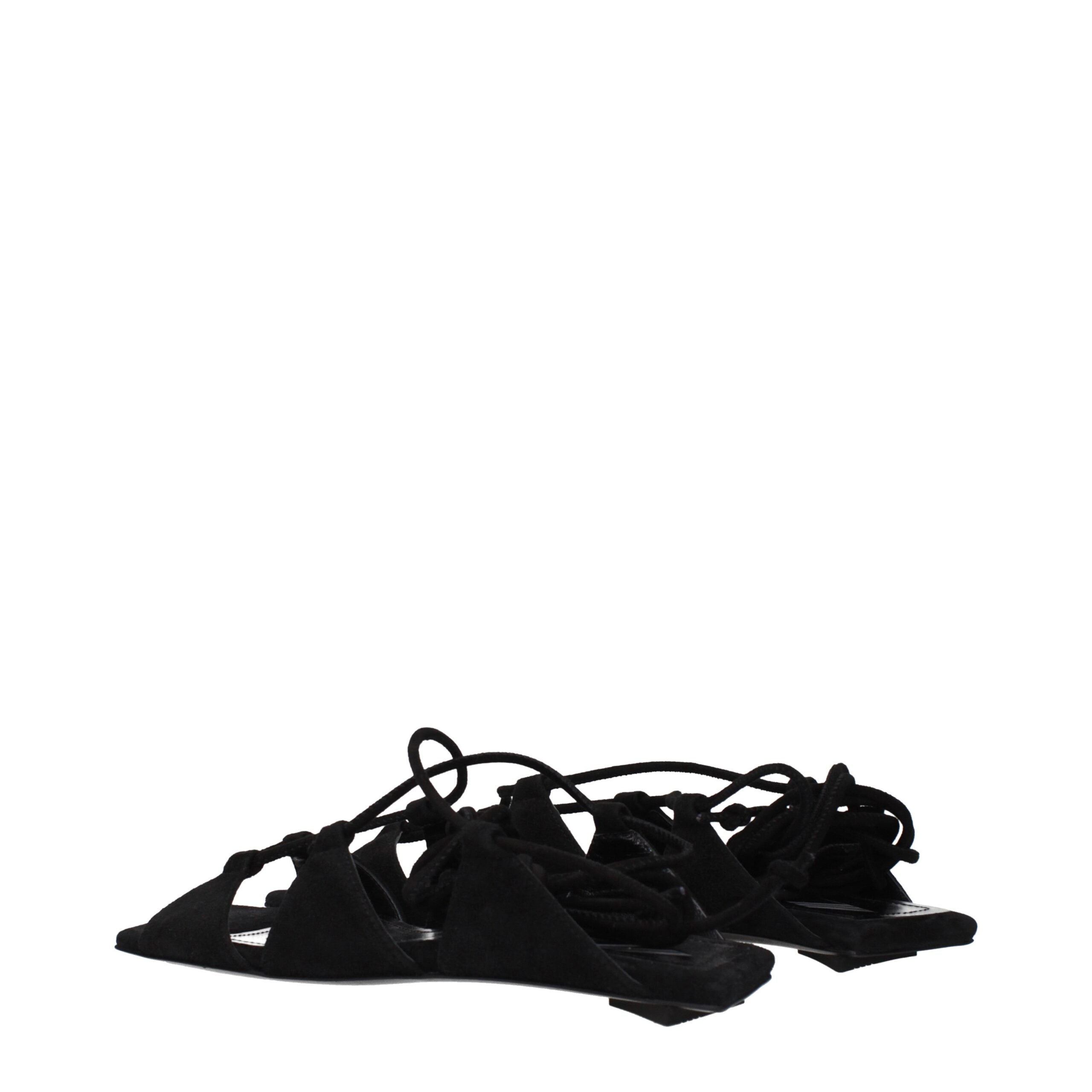 The Attico Schwarze flache Sandalen aus Leder