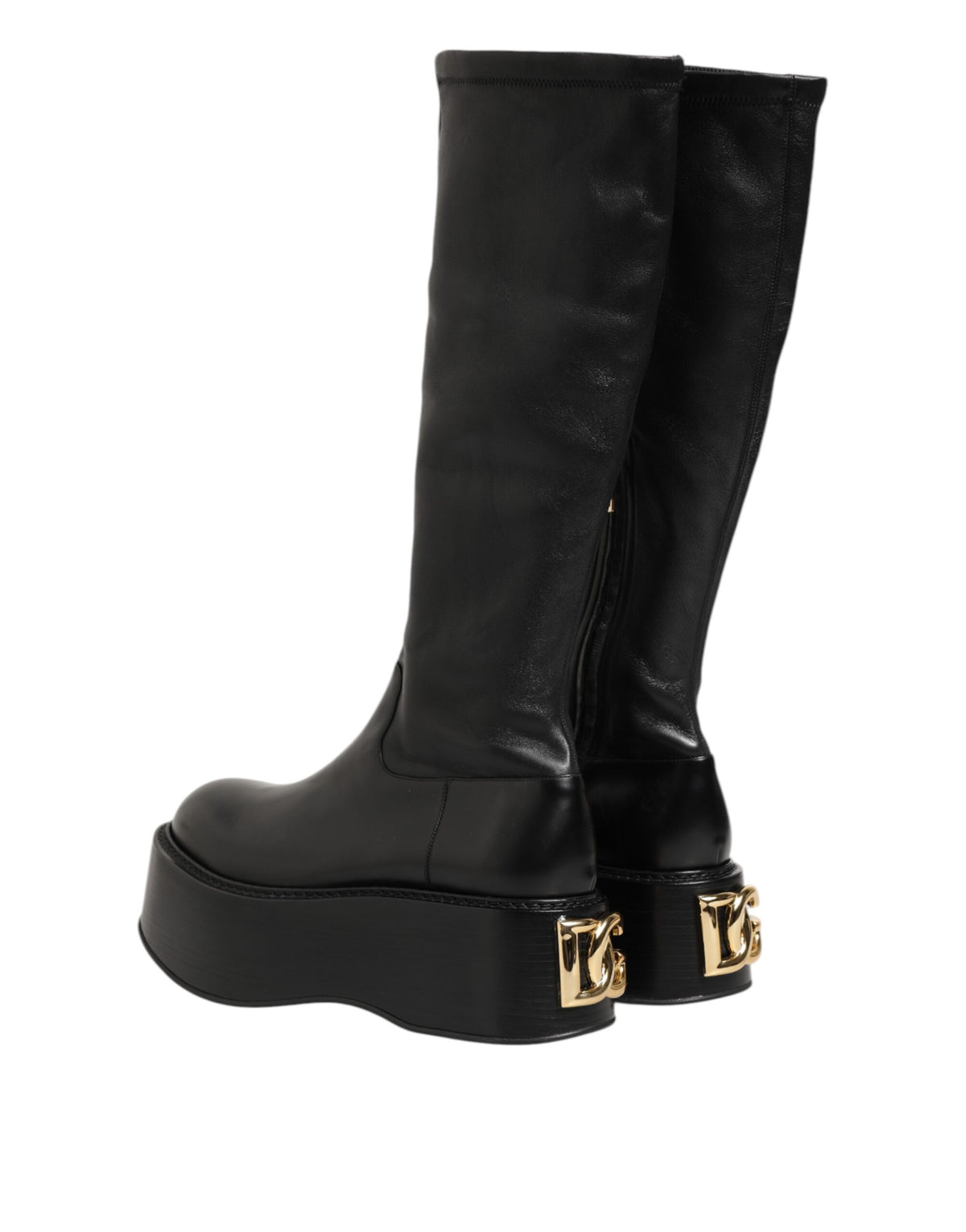 Dolce & Gabbana Schwarzes Logo Plaque Over The Calf Stiefel Schuhe