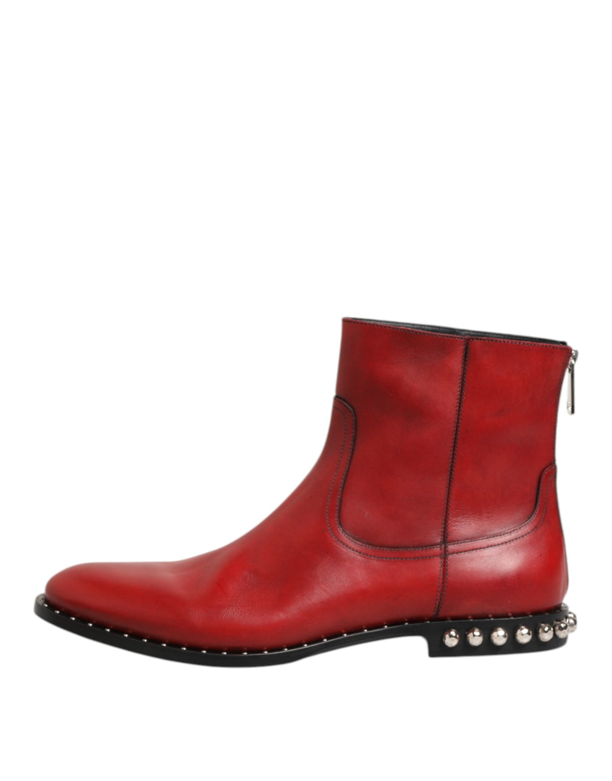 Dolce & Gabbana Rote beschlagene kurze Chelsea-Stiefel Schuhe