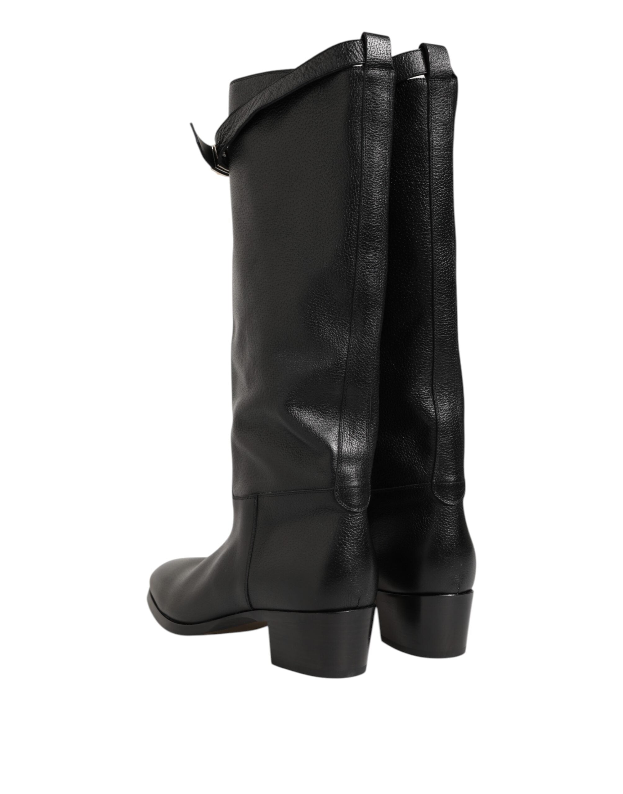 Dolce & Gabbana Schwarzes Logo Plaque Over The Calf Stiefel Schuhe
