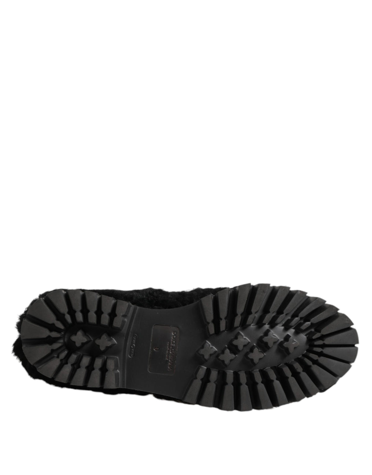 Dolce & Gabbana Kleid Schwarz Pelz Leder Hausschuhe Männer Schuhe
