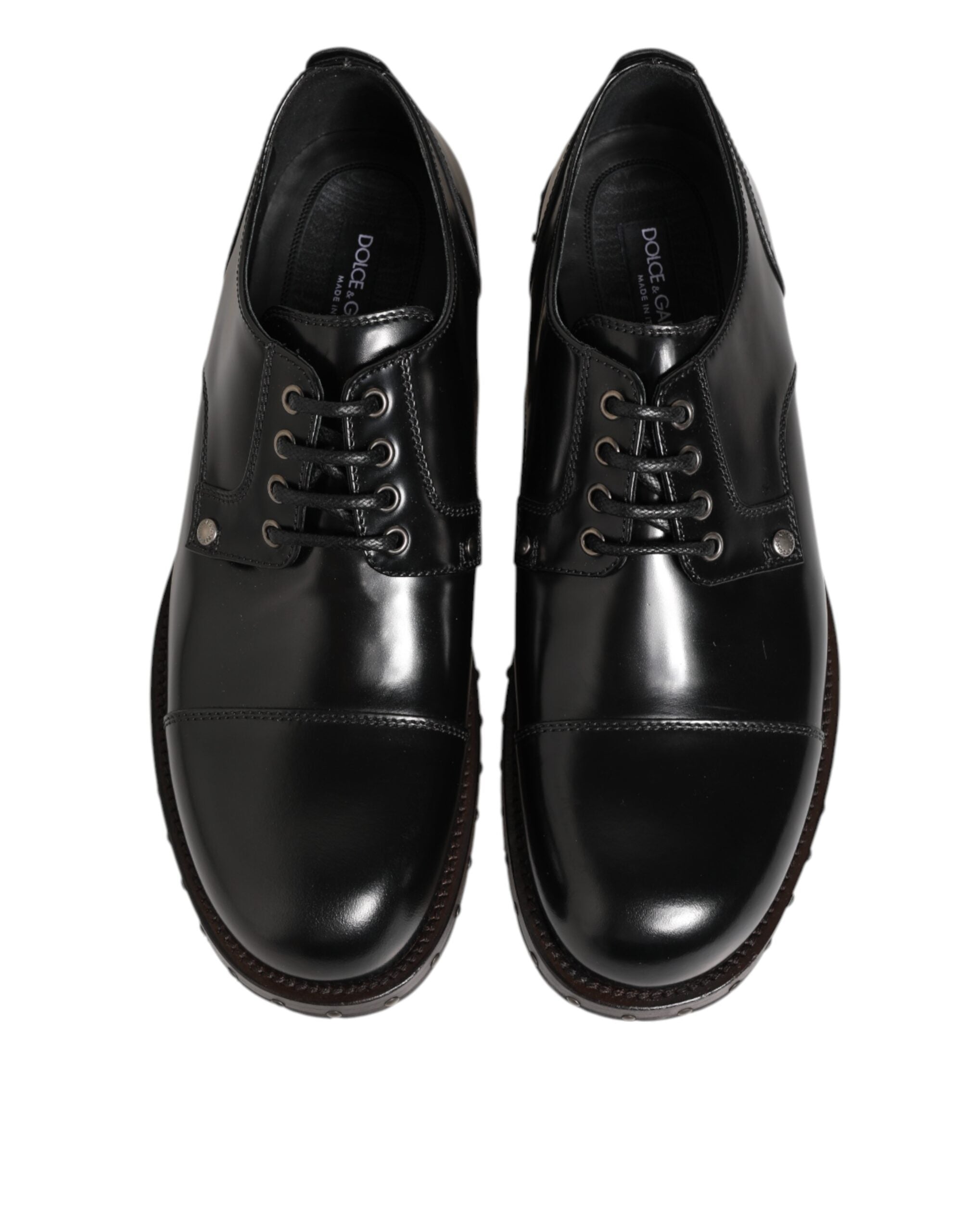 Dolce & Gabbana Schwarze, mit Nieten besetzte Lederschnürschuhe für Herren
