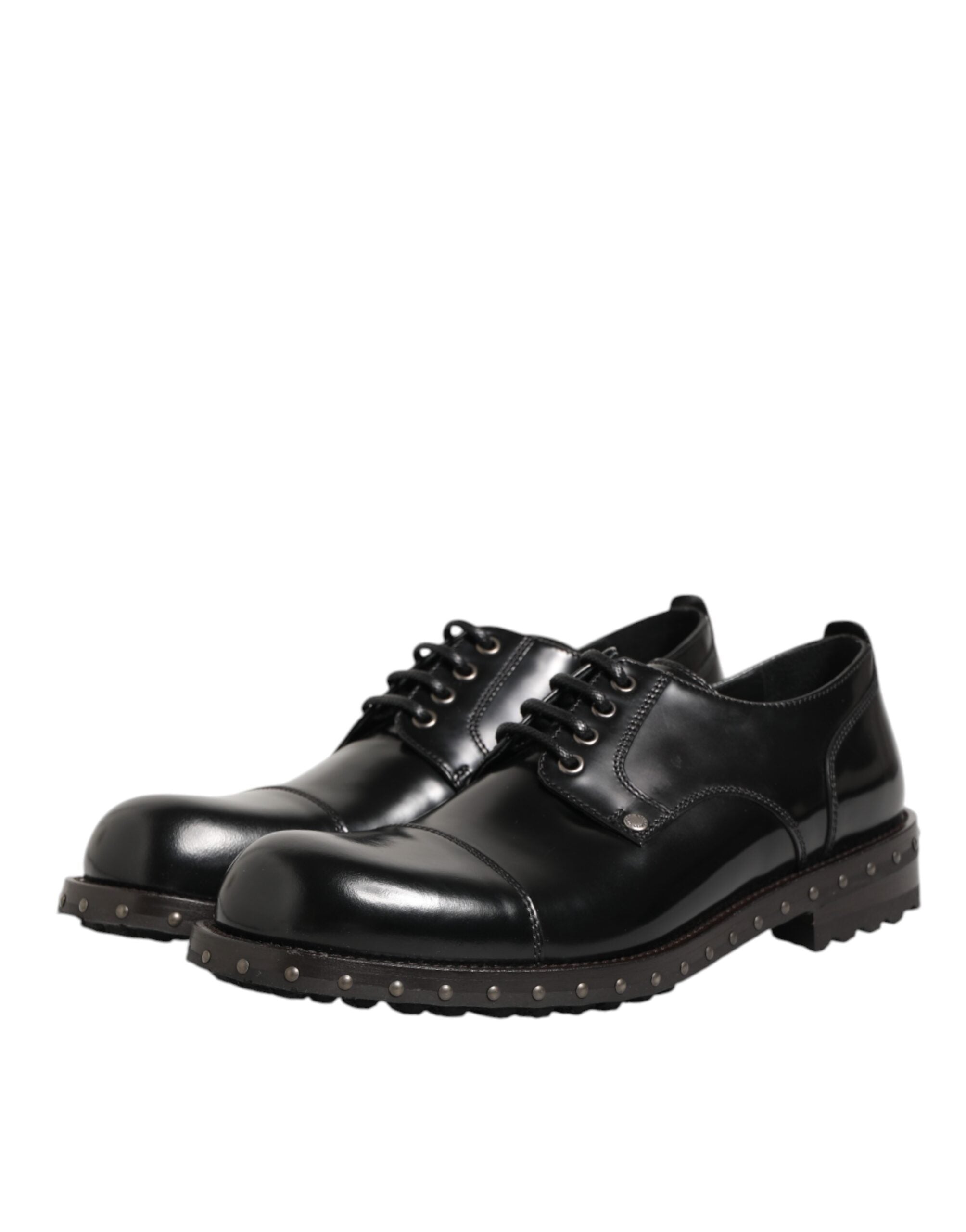 Dolce & Gabbana Schwarze, mit Nieten besetzte Lederschnürschuhe für Herren