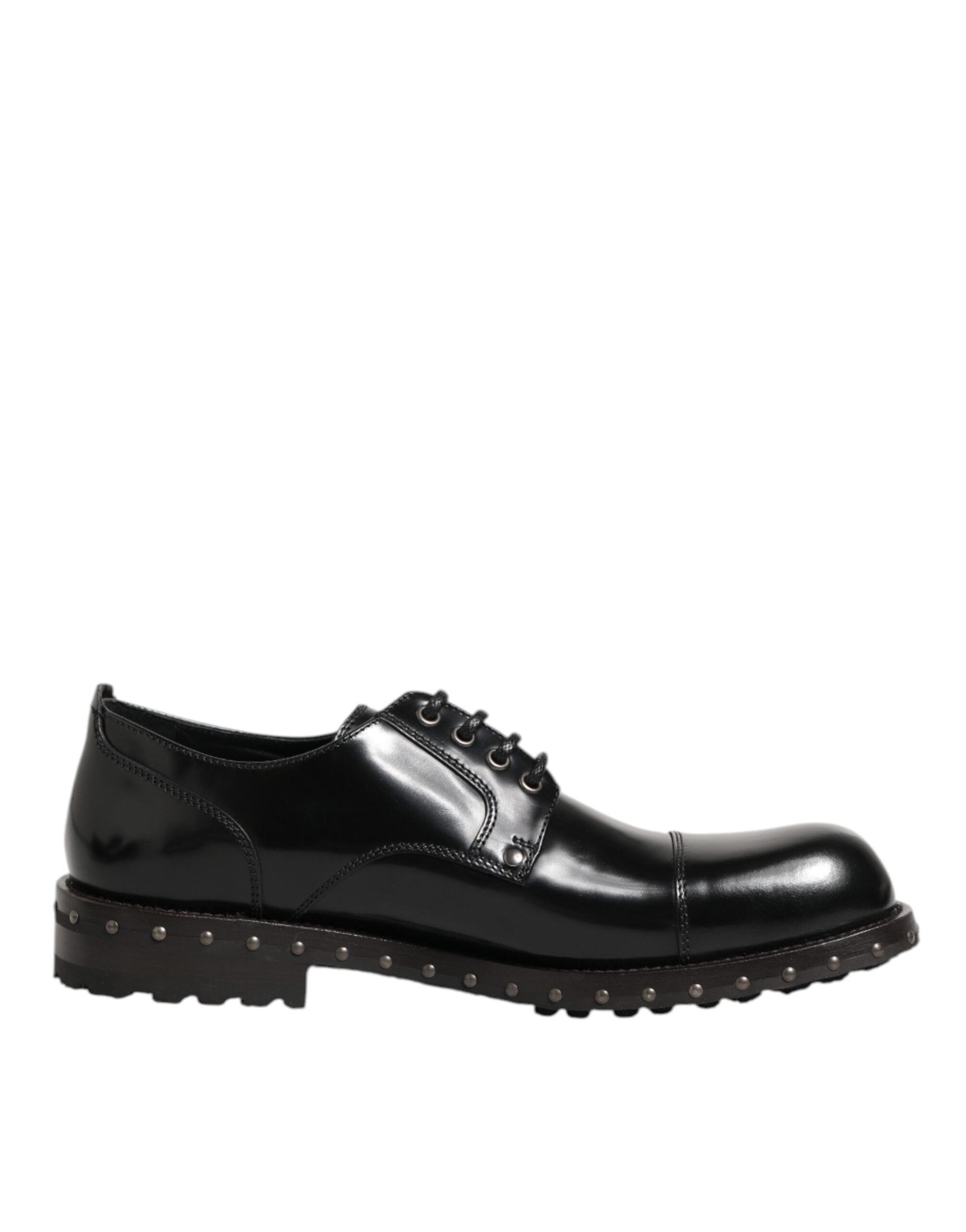 Dolce & Gabbana Schwarze, mit Nieten besetzte Lederschnürschuhe für Herren