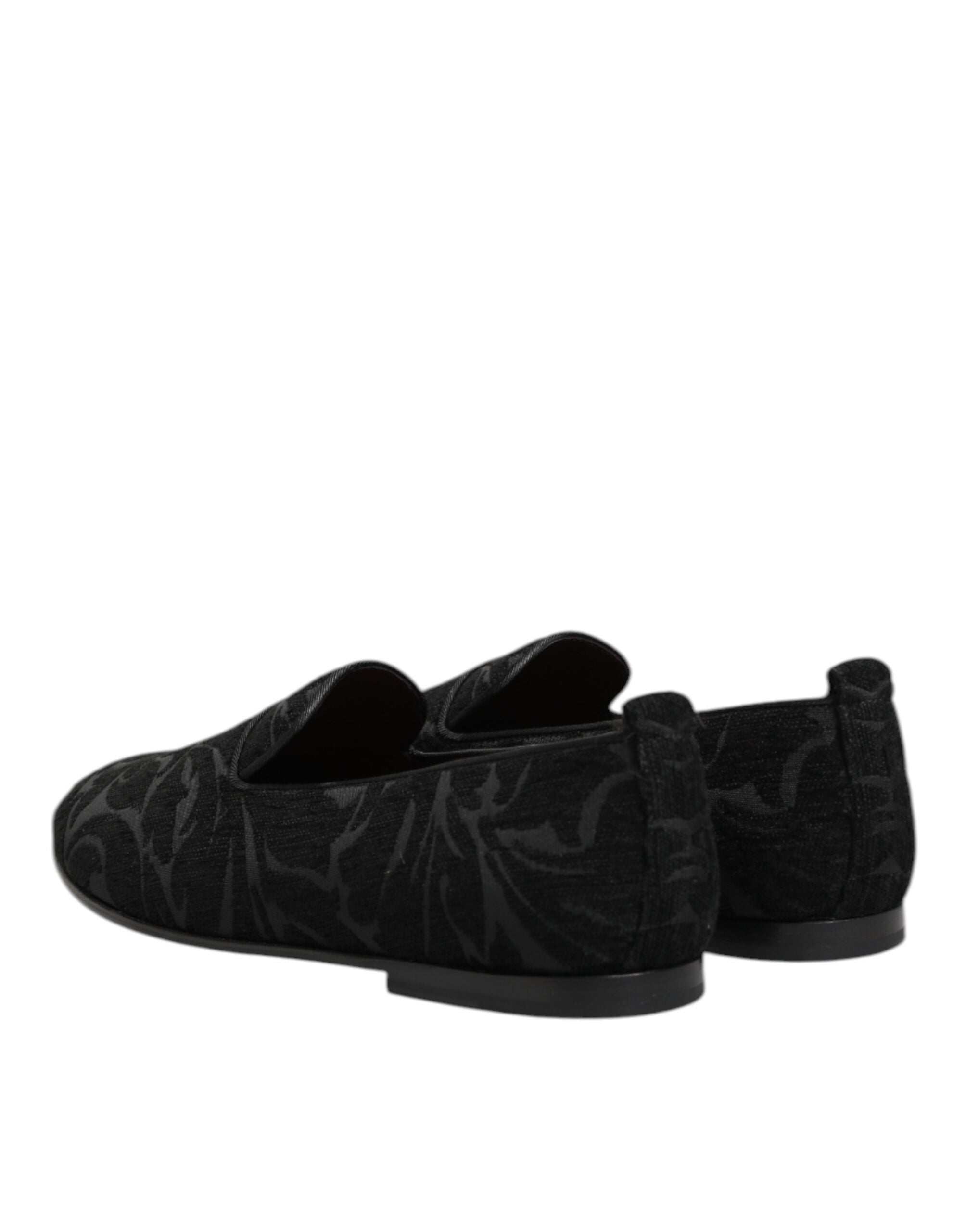 Dolce & Gabbana Schwarz Brokat Loafers Slip On Männer Kleid Schuhe