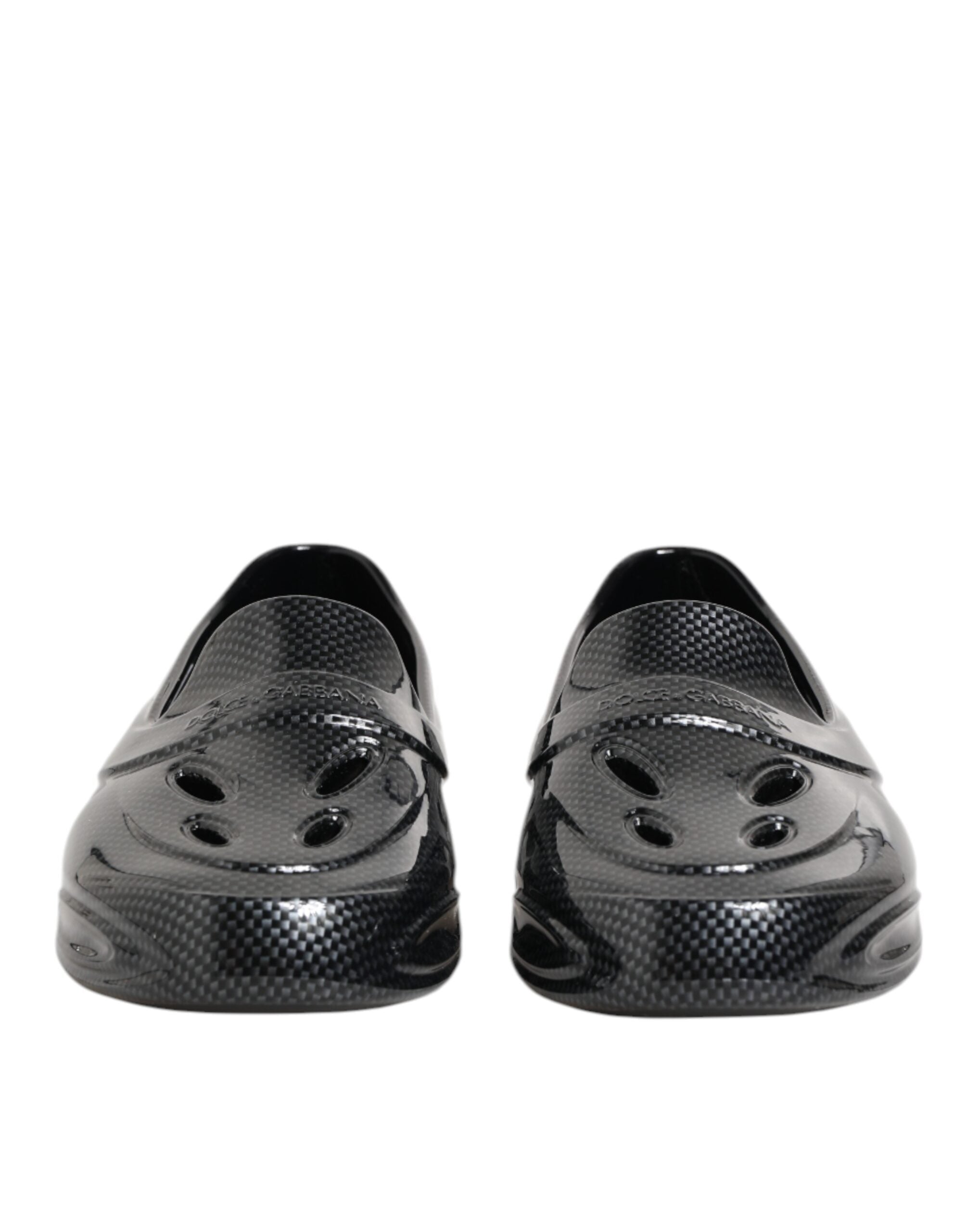 Dolce & Gabbana Schwarzer Gummi Rutschen Low Top Sneakers Schuhe