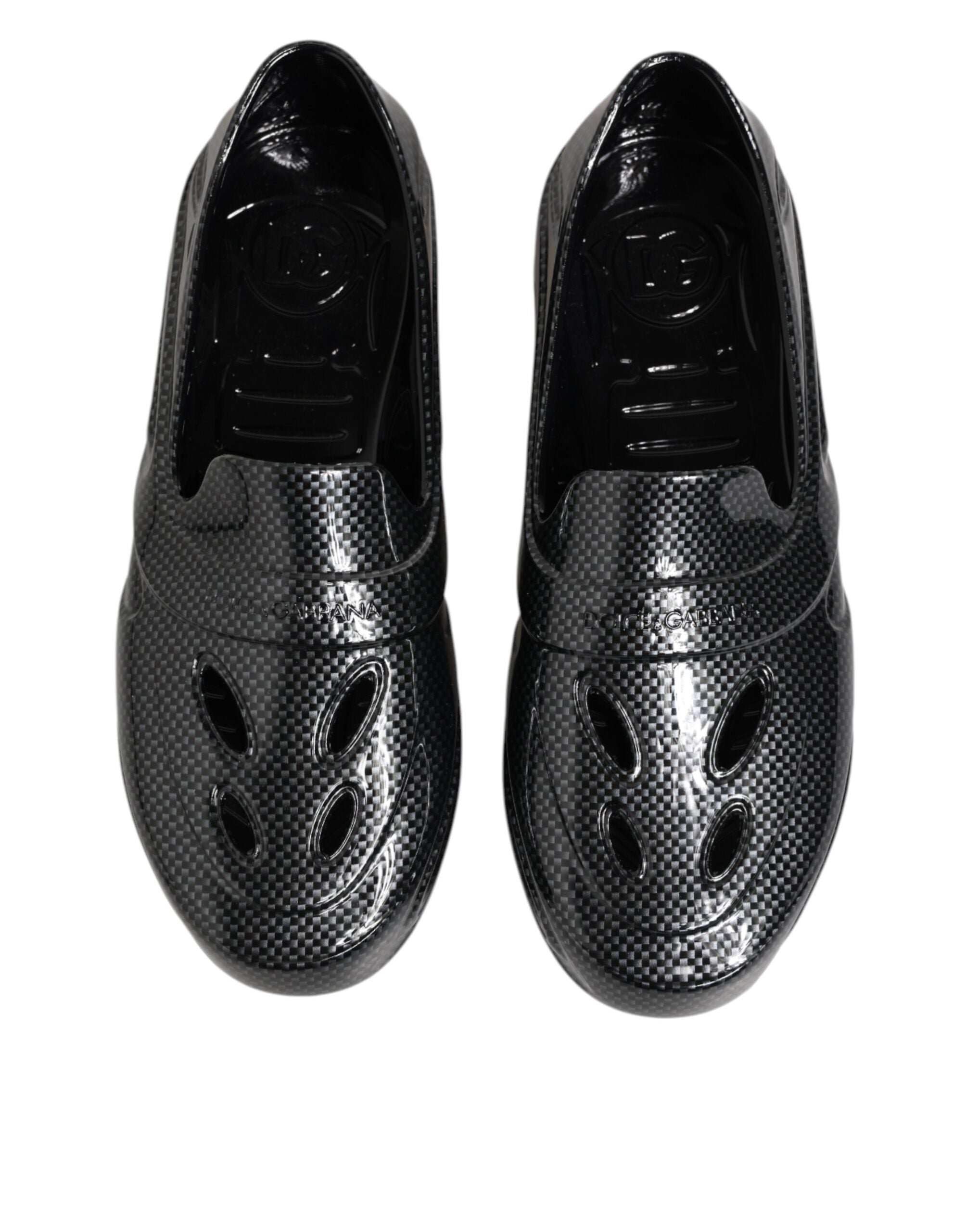 Dolce & Gabbana Schwarzer Gummi Rutschen Low Top Sneakers Schuhe