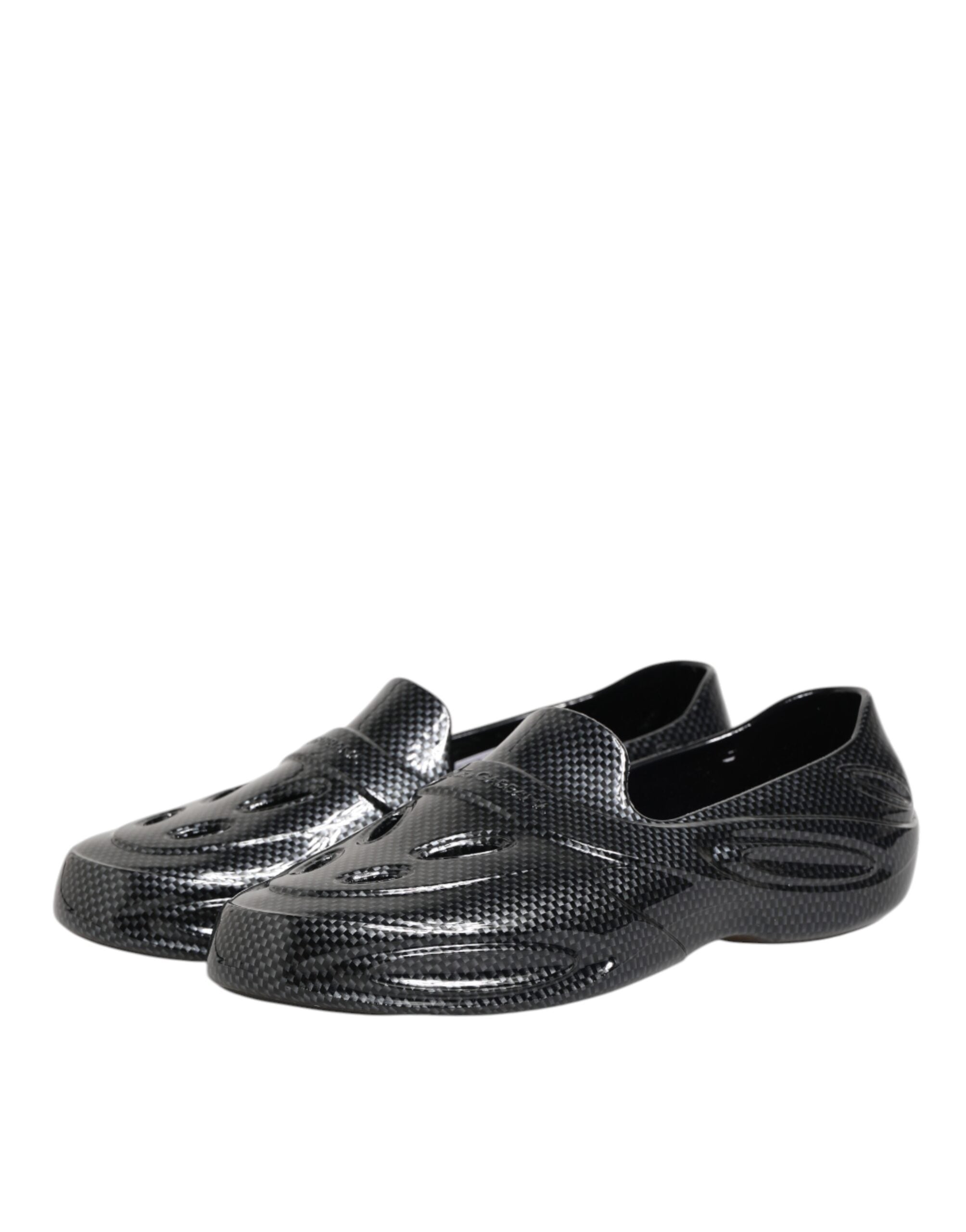 Dolce & Gabbana Schwarzer Gummi Rutschen Low Top Sneakers Schuhe