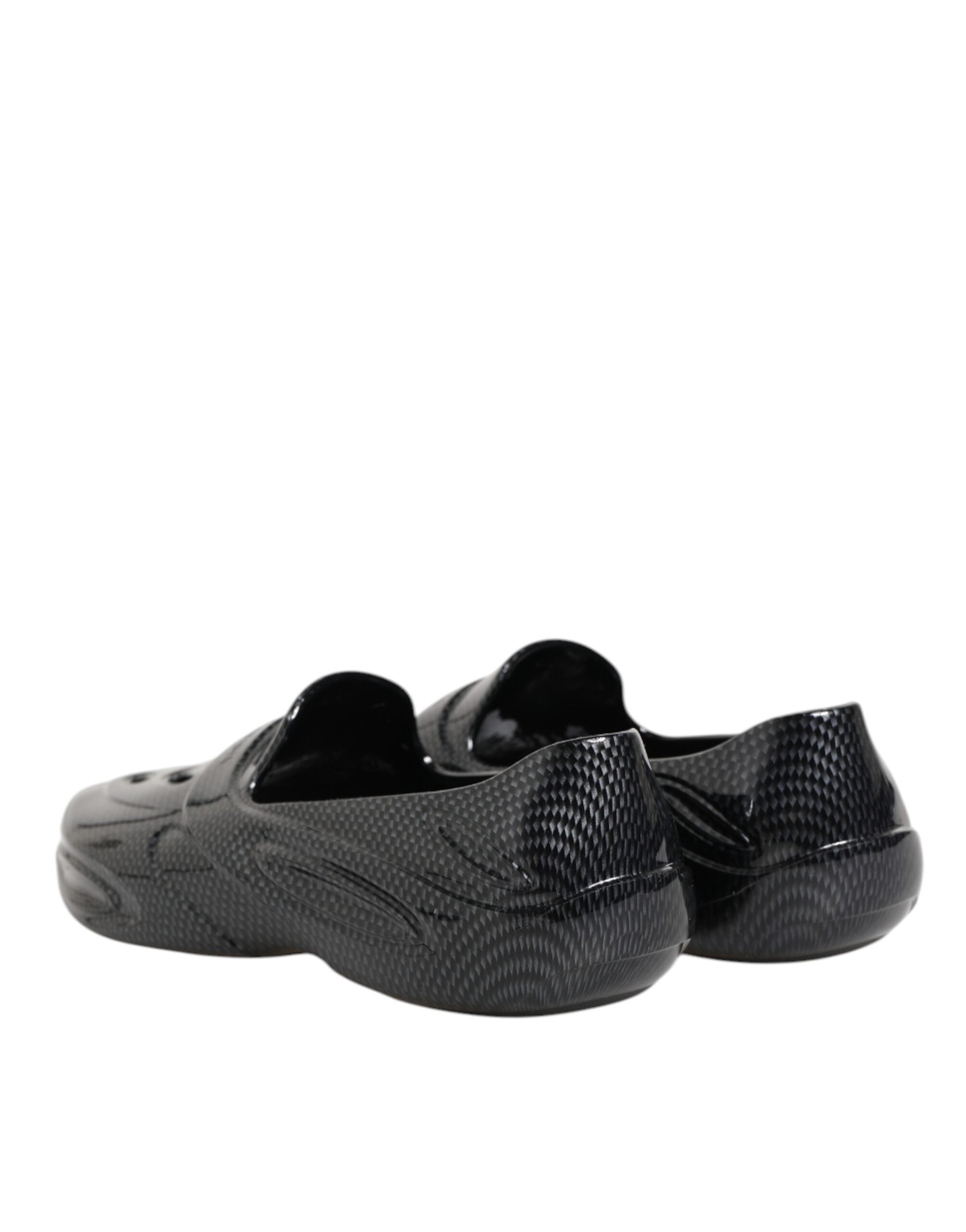 Dolce & Gabbana Schwarzer Gummi Rutschen Low Top Sneakers Schuhe