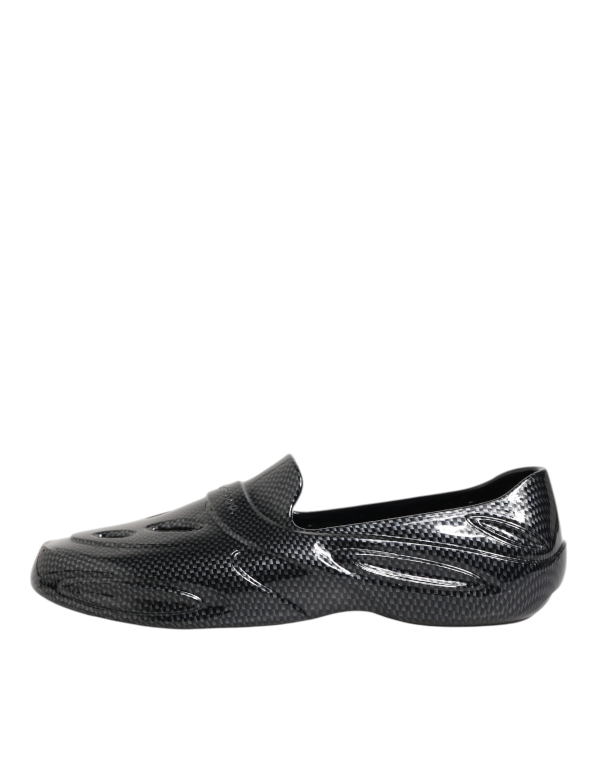 Dolce & Gabbana Schwarzer Gummi Rutschen Low Top Sneakers Schuhe