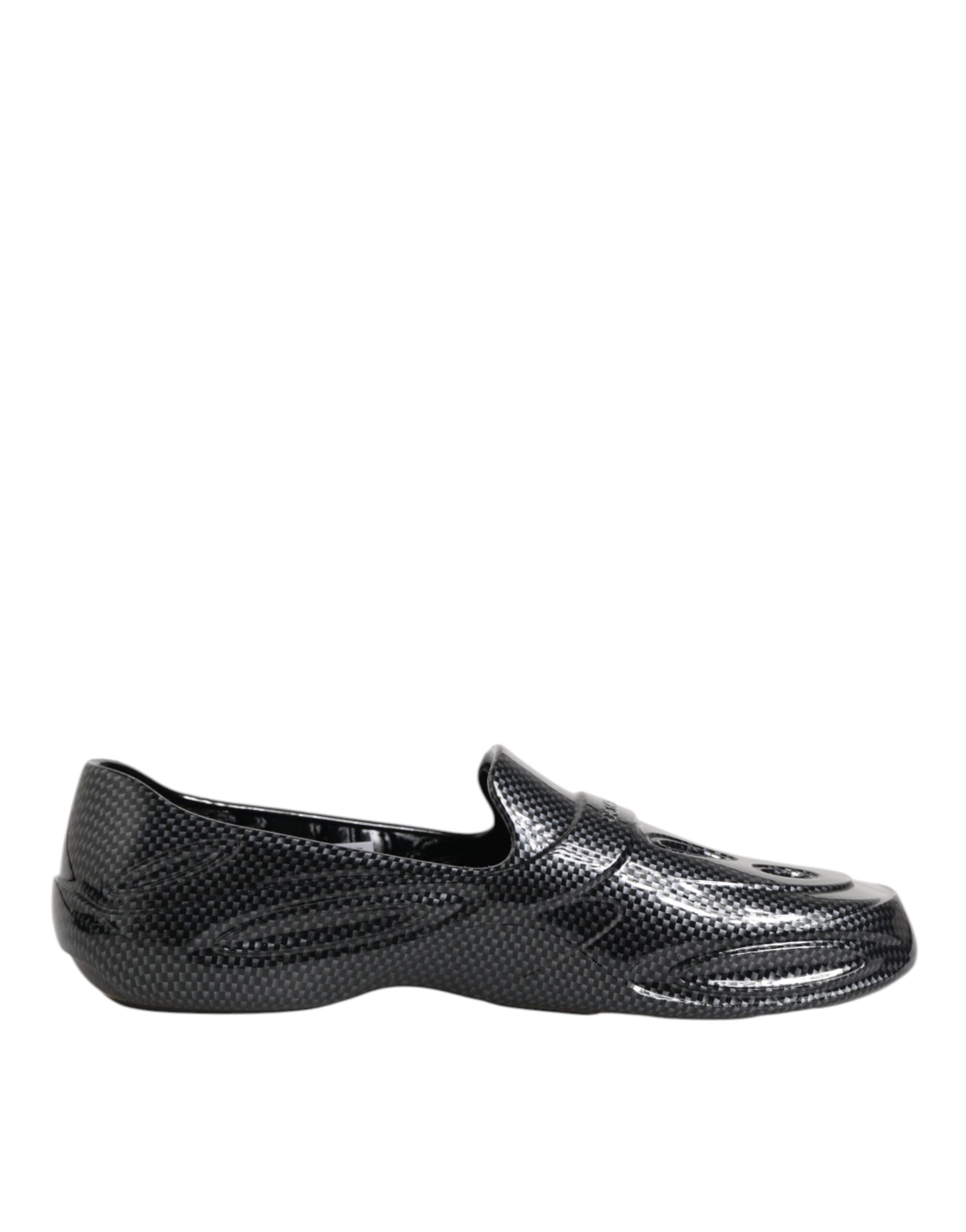 Dolce & Gabbana Schwarzer Gummi Rutschen Low Top Sneakers Schuhe