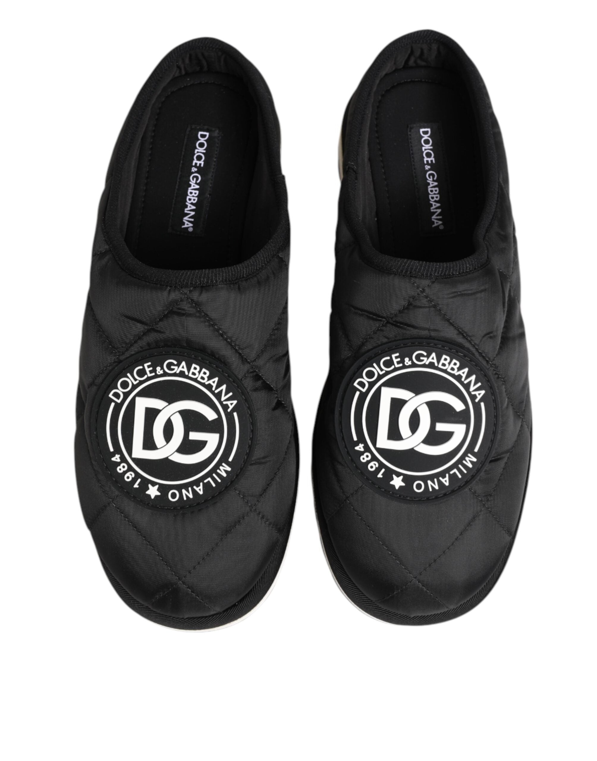 Dolce & Gabbana Schwarz Nylon Low Top Slip On Sneaker Schuhe