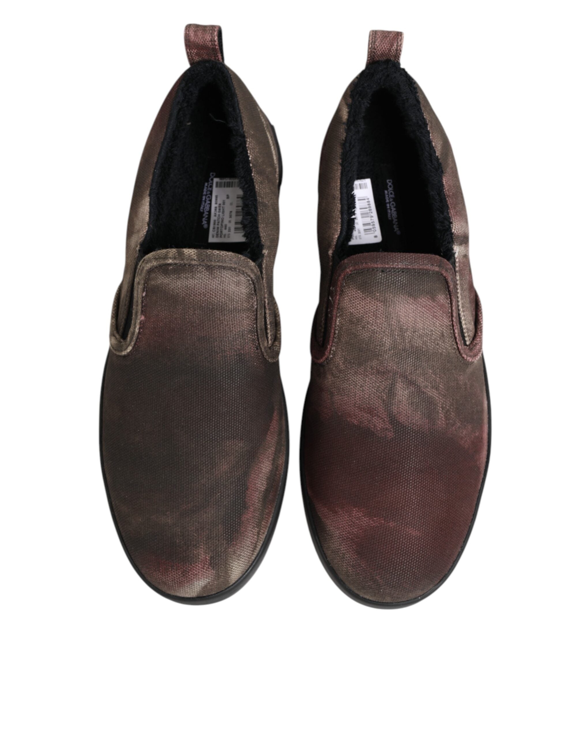 Dolce & Gabbana Multicolor Baumwolle Low Top Slip On Männer Turnschuhe Schuhe