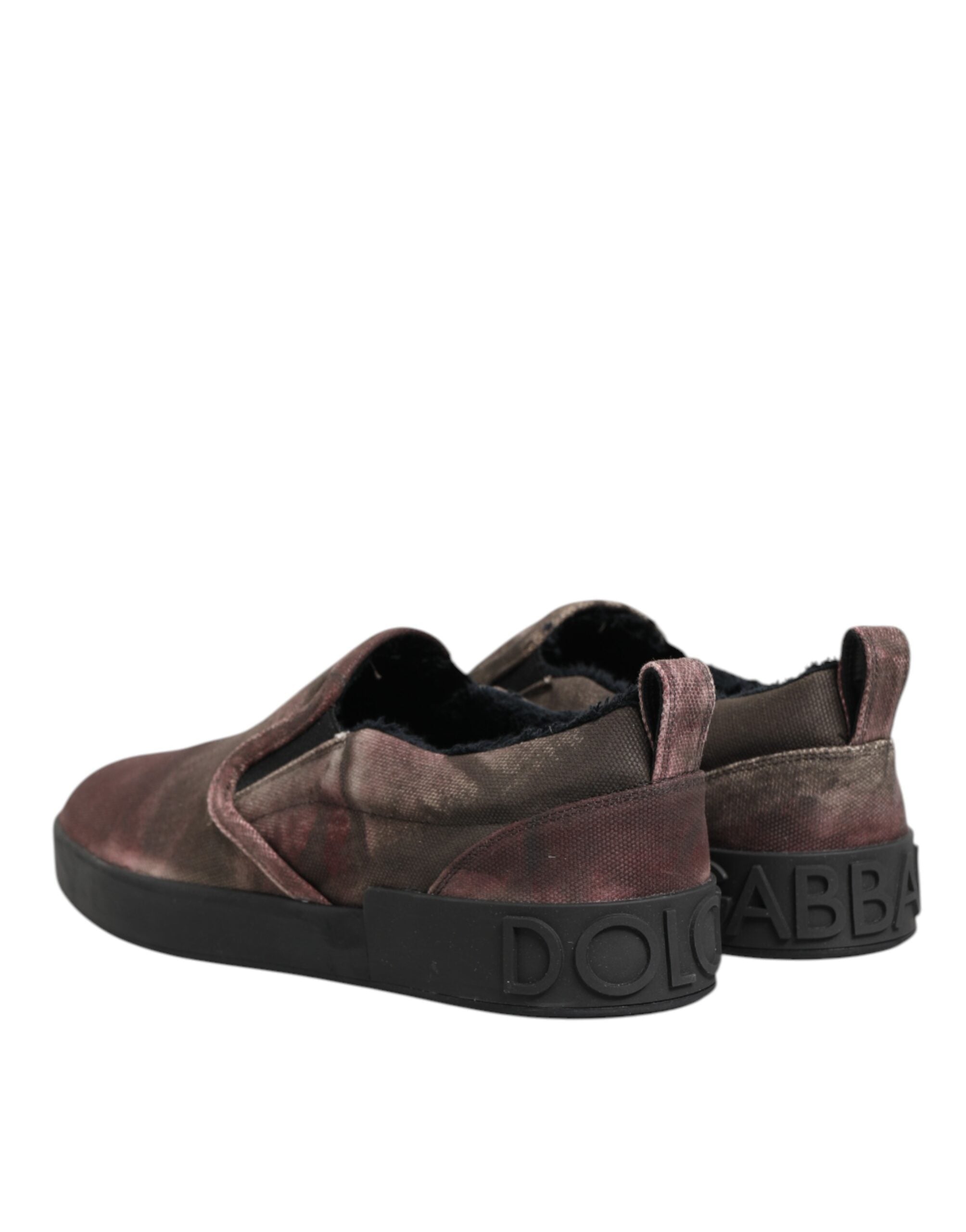 Dolce & Gabbana Multicolor Baumwolle Low Top Slip On Männer Turnschuhe Schuhe