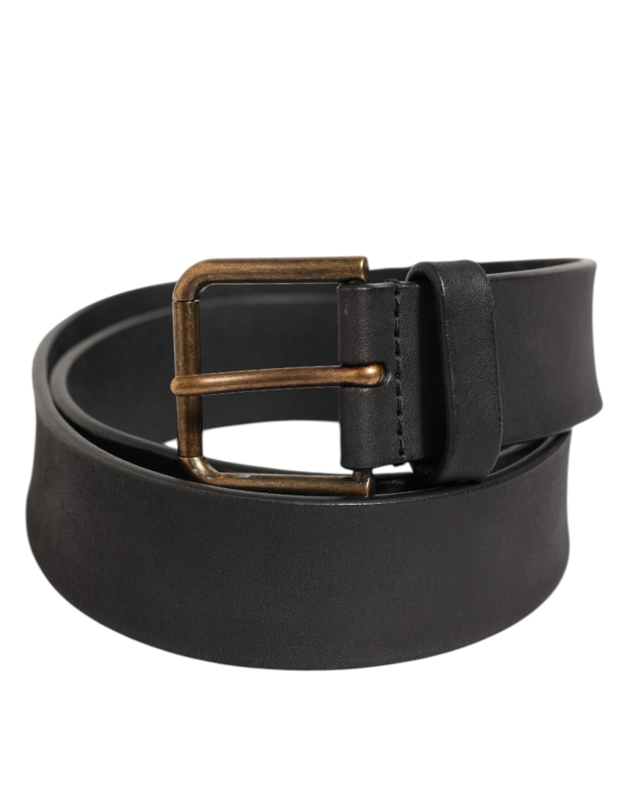 Dolce & Gabbana Schwarzer Leder Metallschnalle Klassischer Herrengürtel