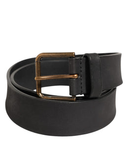 Dolce & Gabbana Schwarzer Leder Metallschnalle Klassischer Herrengürtel