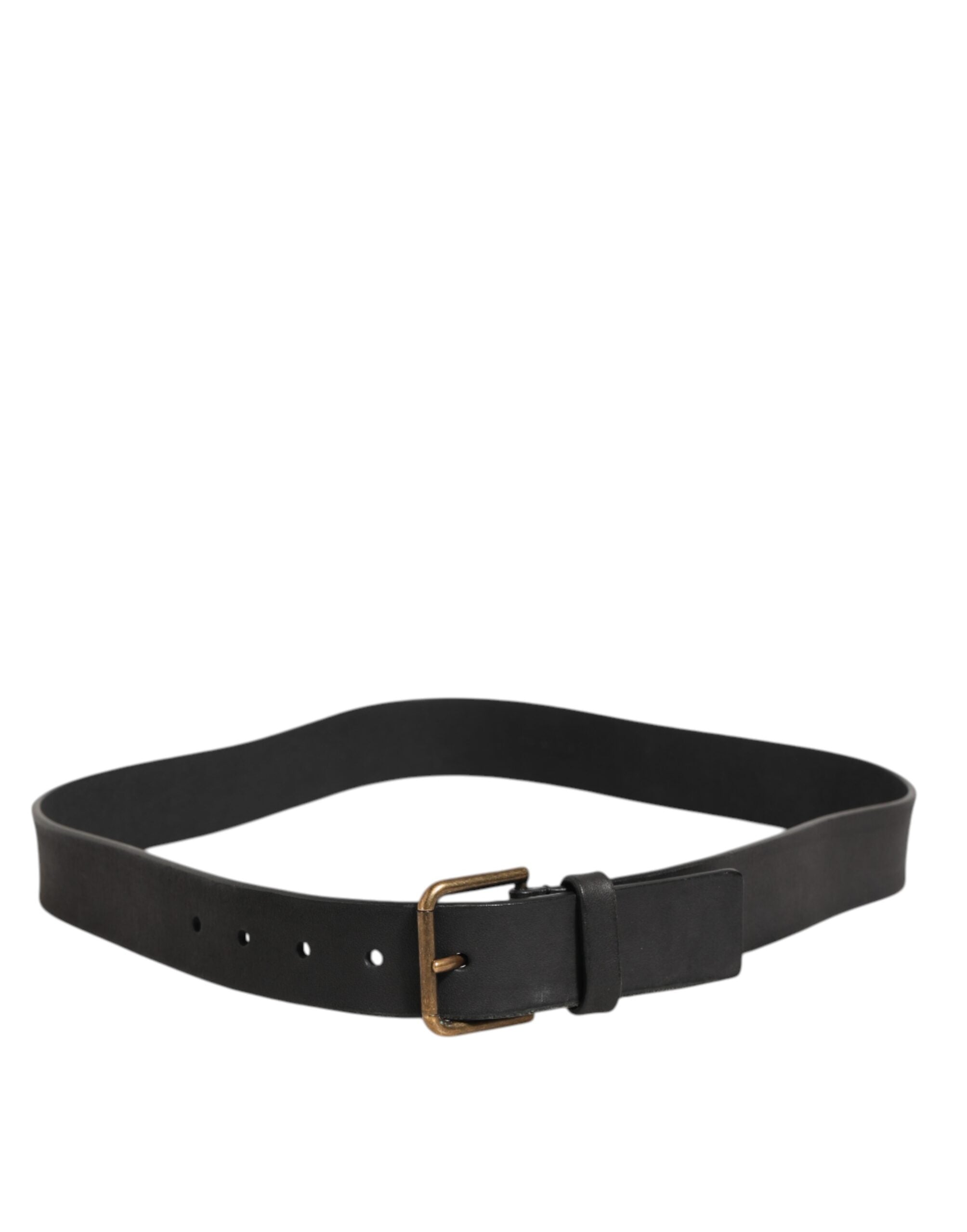 Dolce & Gabbana Schwarzer Leder Metallschnalle Klassischer Herrengürtel