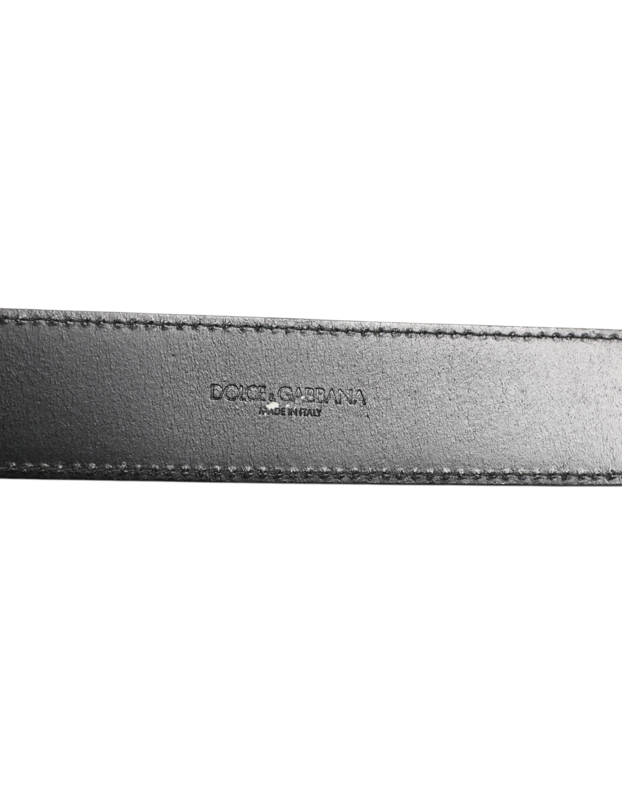 Dolce & Gabbana Schwarzer Leder-Gürtel mit klassischer Metall-Logo-Schnalle