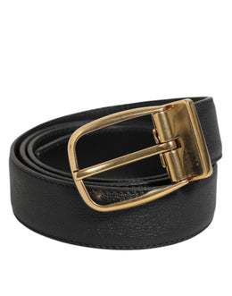 Dolce & Gabbana Schwarzer Leder-Gürtel mit klassischer Metall-Logo-Schnalle