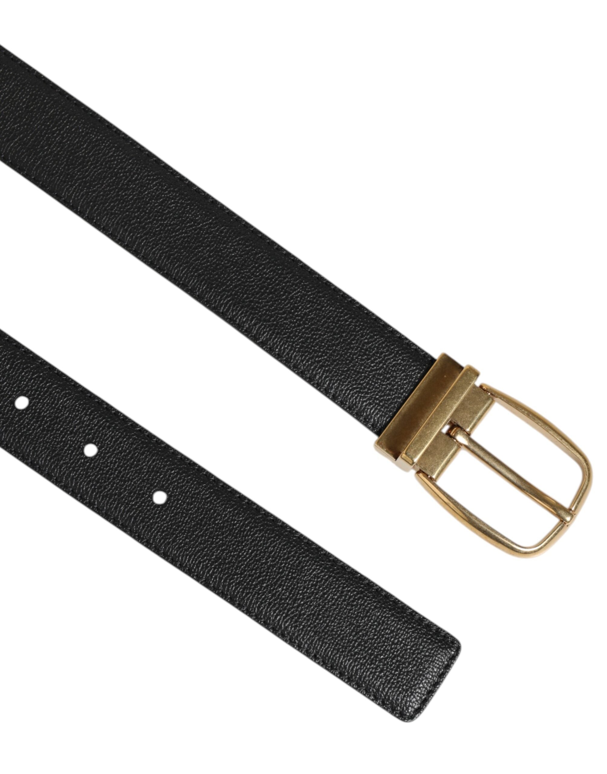 Dolce & Gabbana Schwarzer Leder-Gürtel mit klassischer Metall-Logo-Schnalle