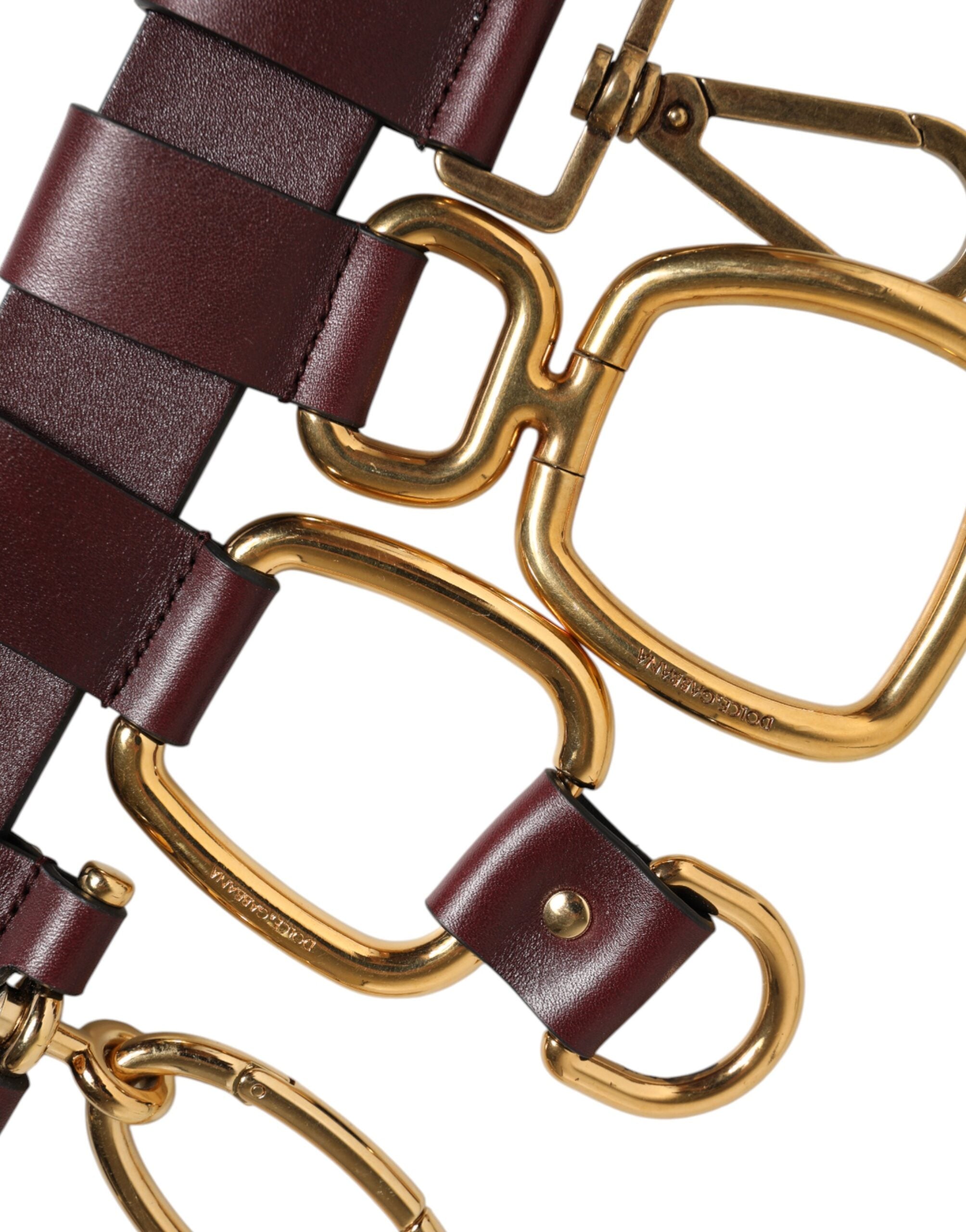 Dolce & Gabbana Brauner Schlüsselring Clip Befestigungen Schnalle Gürtel
