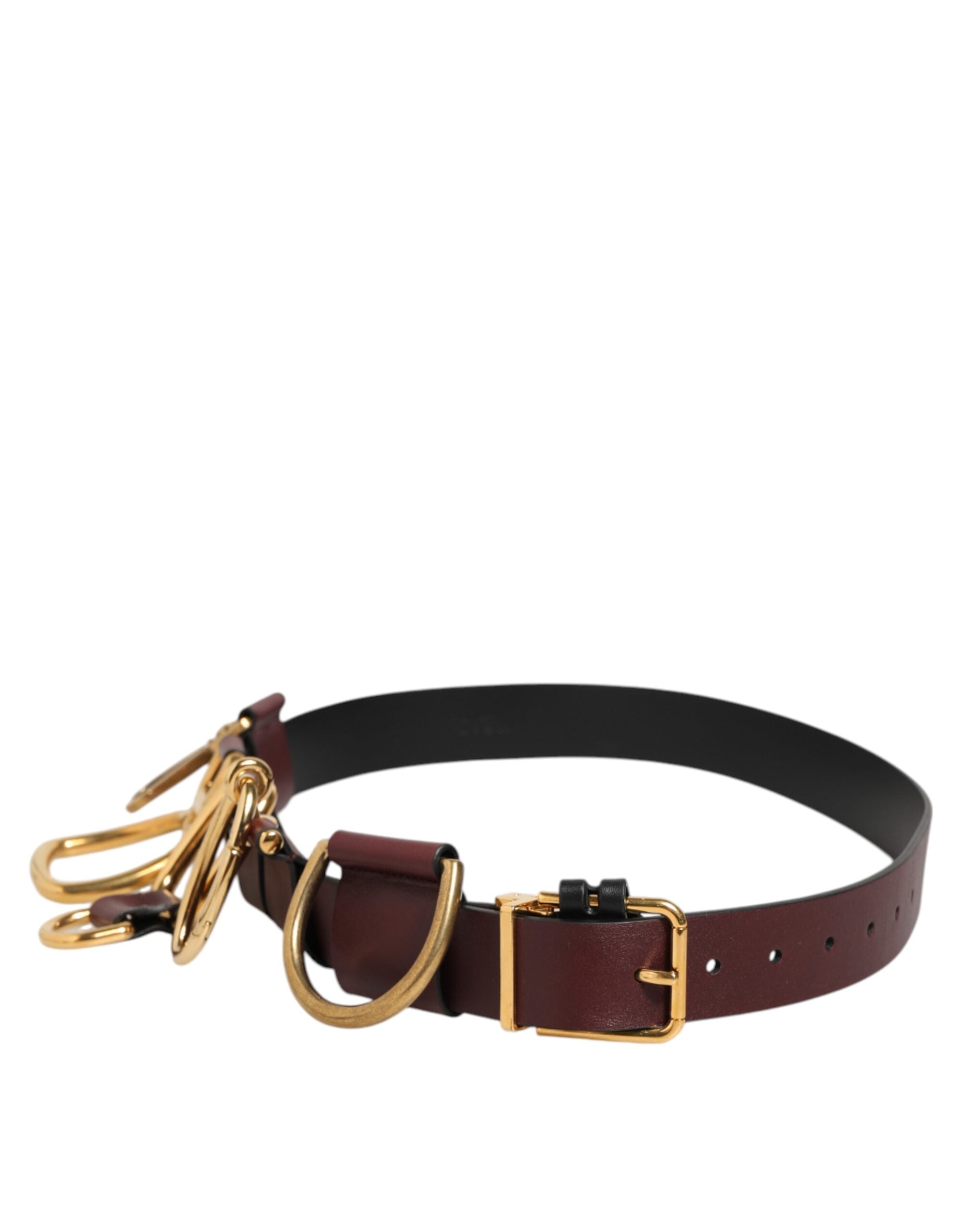 Dolce & Gabbana Brauner Schlüsselring Clip Befestigungen Schnalle Gürtel