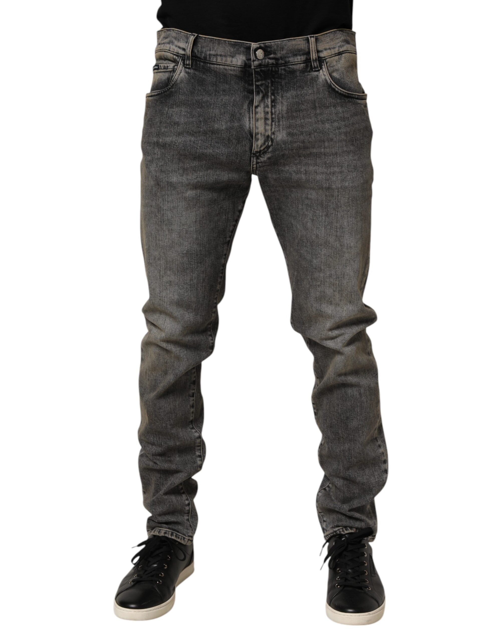 Dolce & Gabbana Graue Baumwolle Stretch Slim Fit Herren Denim Jeans
