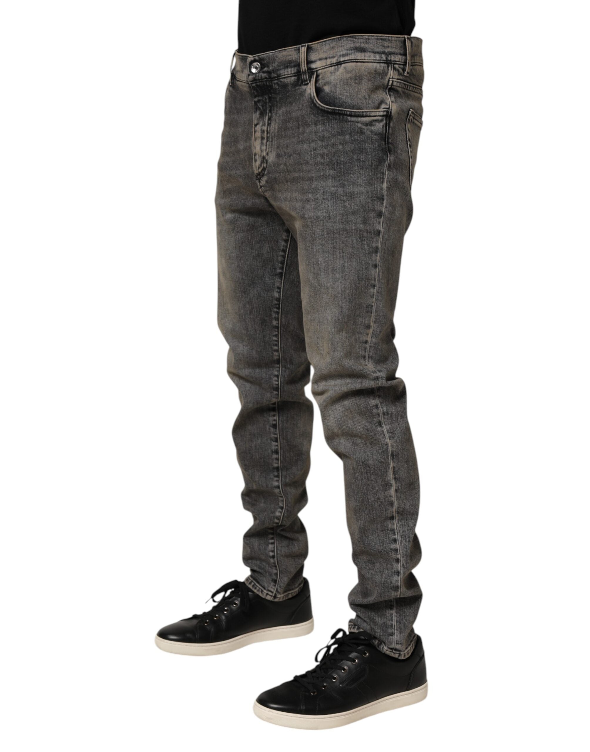 Dolce & Gabbana Graue Baumwolle Stretch Slim Fit Herren Denim Jeans