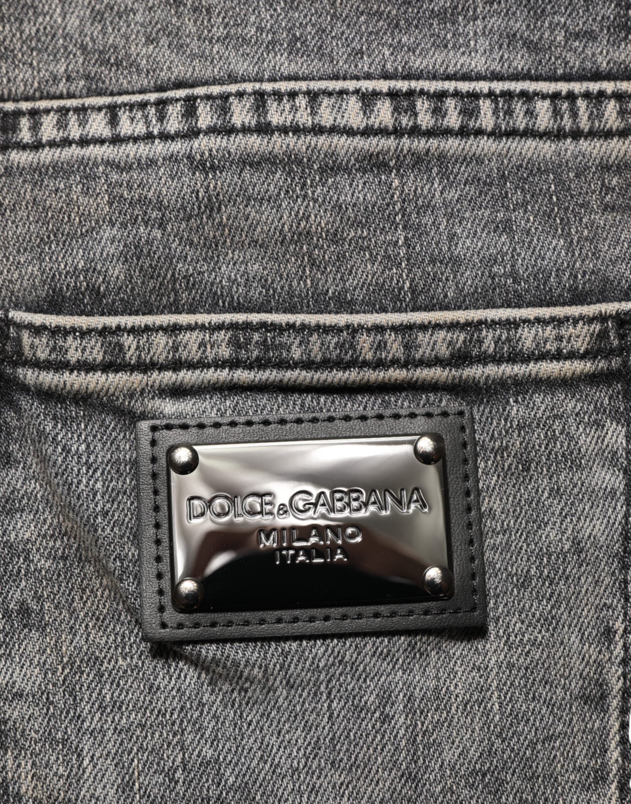 Dolce & Gabbana Graue Baumwolle Stretch Slim Fit Herren Denim Jeans
