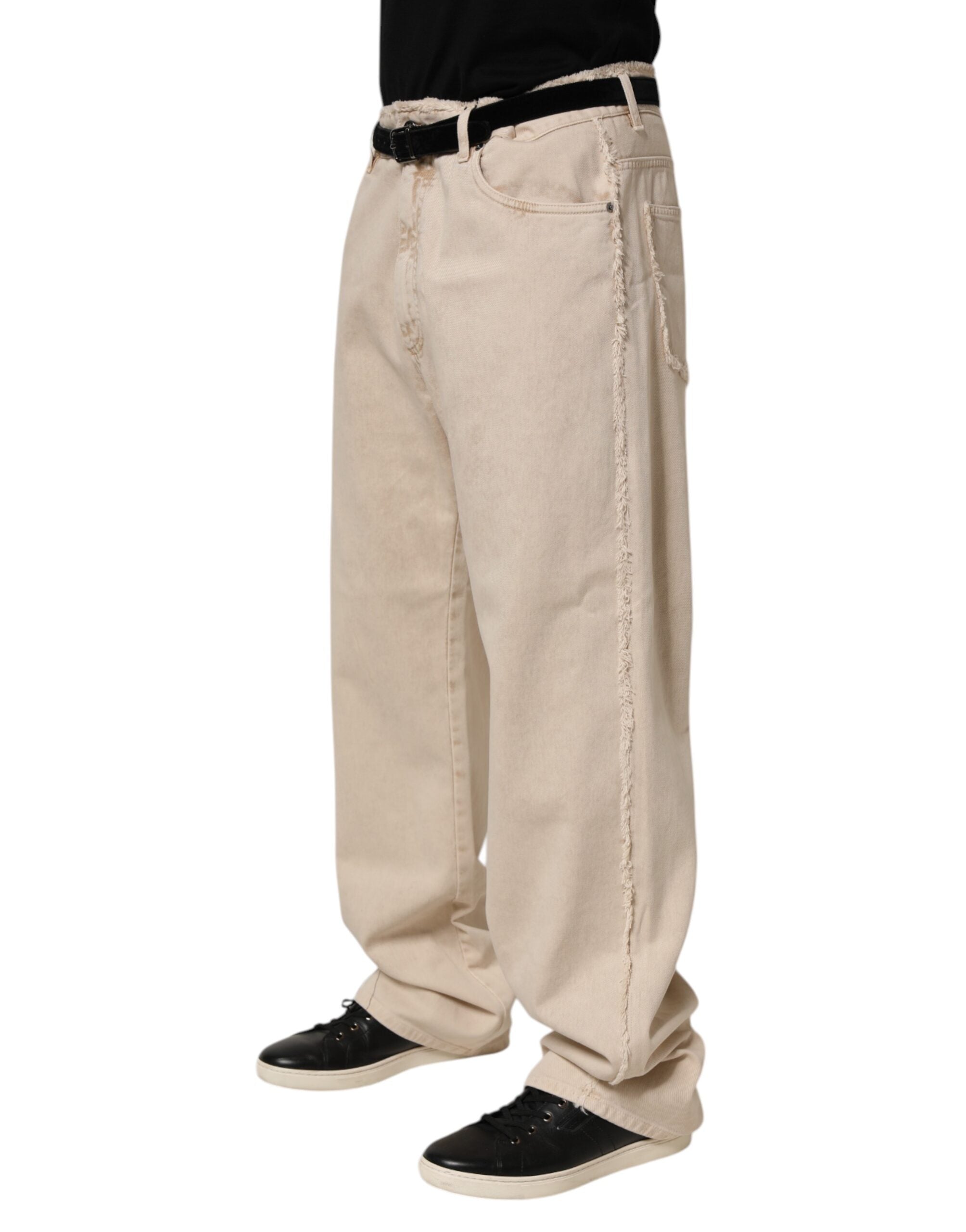 Dolce & Gabbana Beige Baumwolle Straight Denim Hosenjeans
