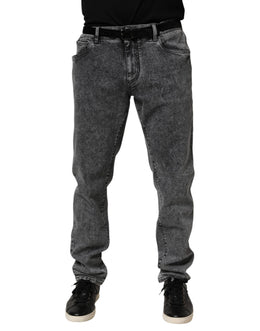 Dolce & Gabbana Graue Slim Fit Denim-Hosenjeans aus Baumwolle