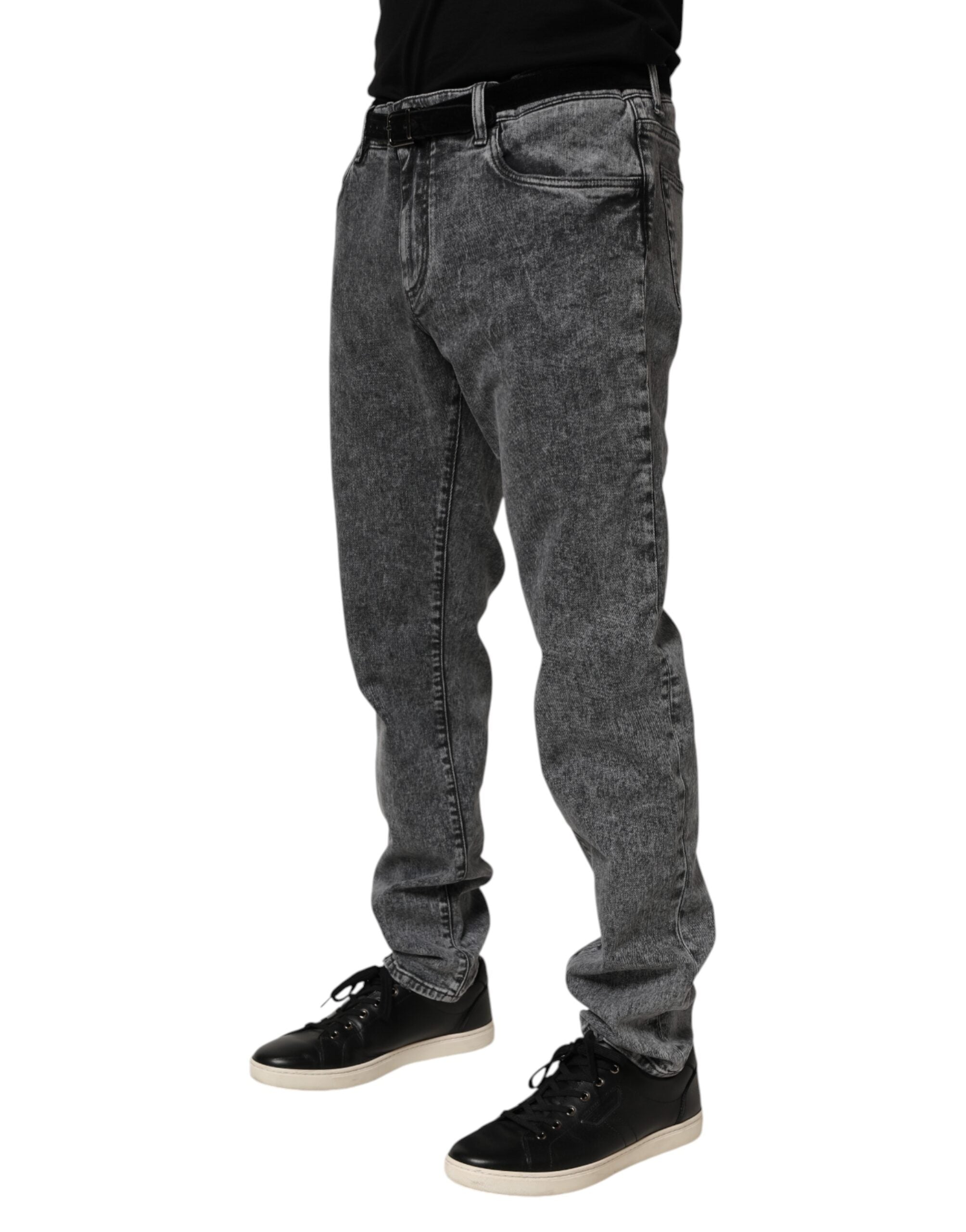 Dolce & Gabbana Graue Slim Fit Denim-Hosenjeans aus Baumwolle