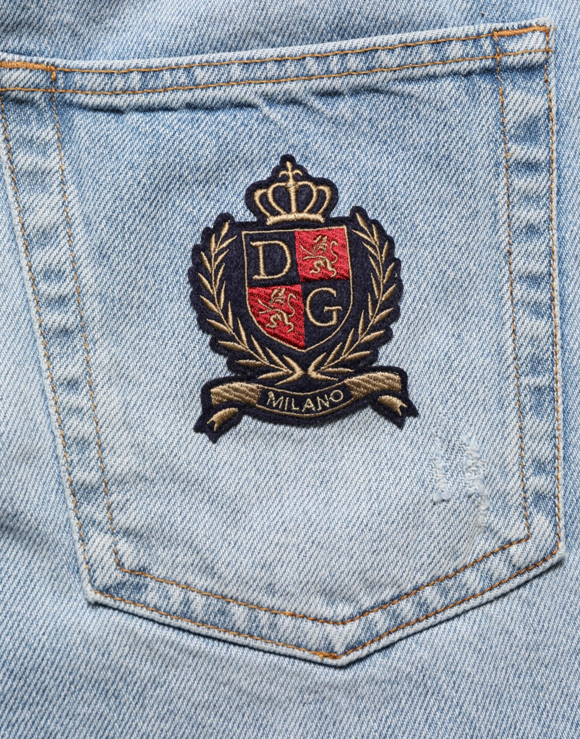 Dolce & Gabbana Blaue Baumwoll-Bermudashorts aus distressed Denim