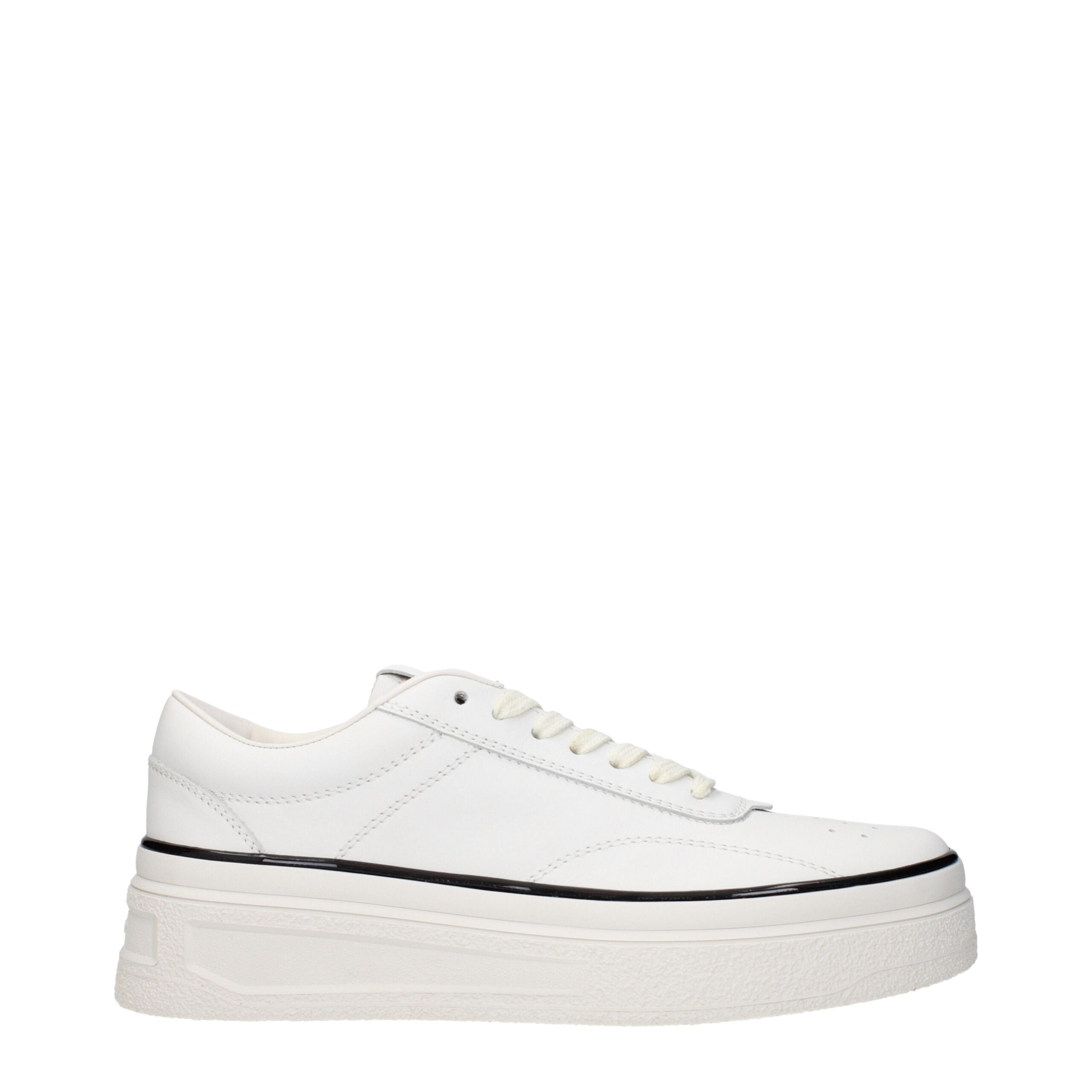 Jil Sander Weiße Leder Plateau-Sneaker