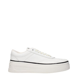 Jil Sander Weiße Leder Plateau-Sneaker